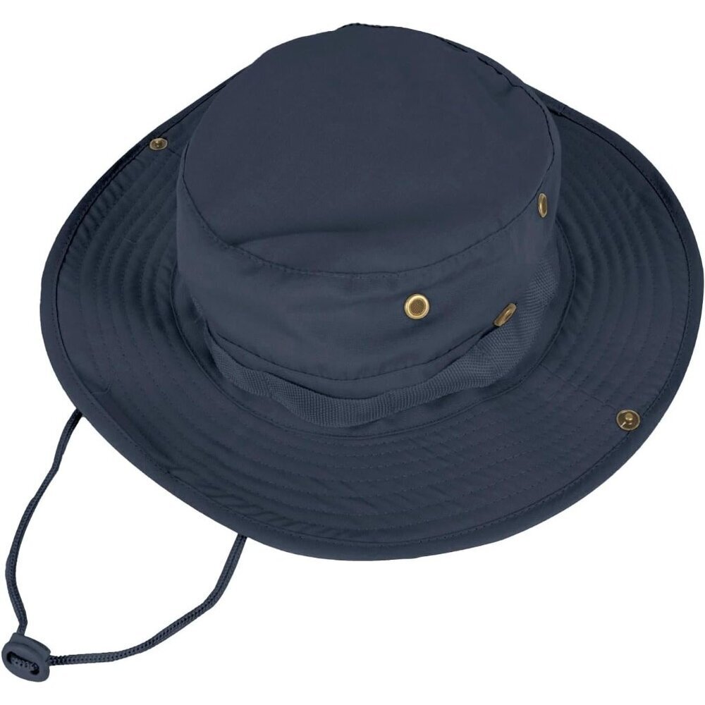 Unisex Blue Wide Brim Mesh Boonie With Chin Strap Adjustable Classic Cowboy Hat